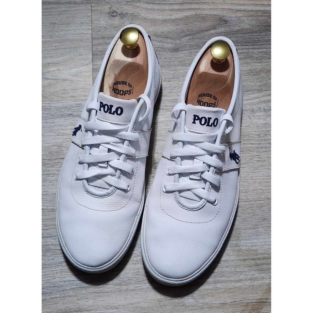 Polo Ralph Lauren Men's White Halford Leather Sneakers Size 9.5 D